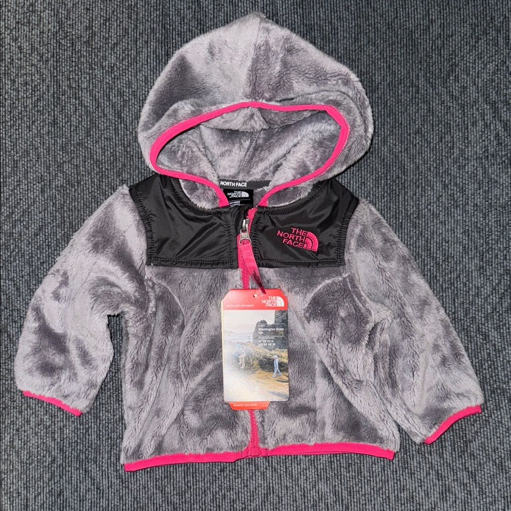 The North Face Grey and Pink Fleece Jacket